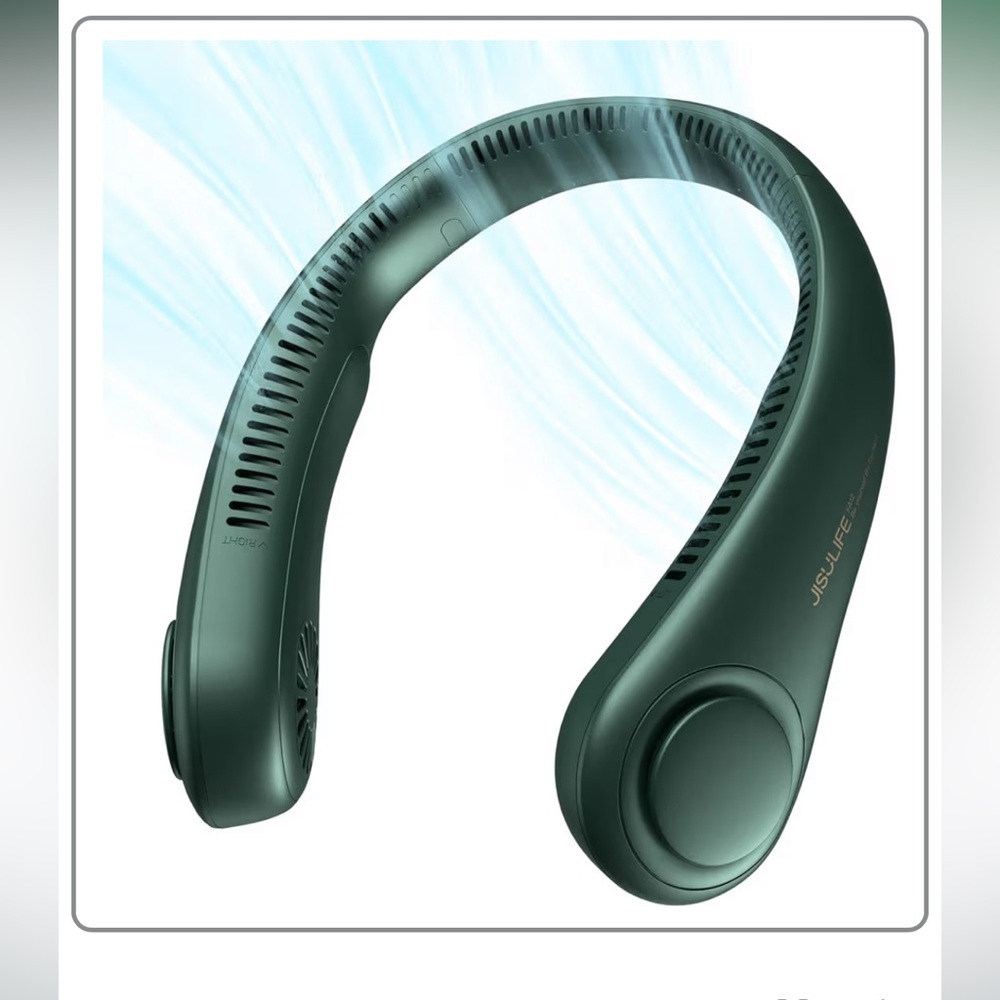 JISULIFE Portable Neck Fan, Hands Free Bladeless Fan, 5 Speeds Unisex Dark Green